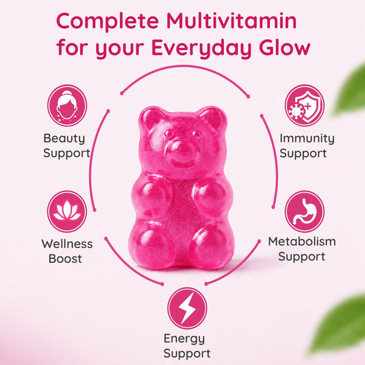 Purna Multivitamin Gummies – Strawberry Flavor | Daily Wellness & Energy Support | 30 Vegan Gummies