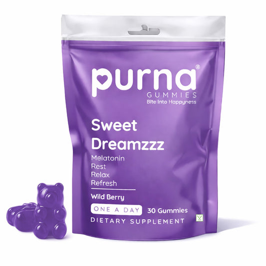Purna Melatonin Gummies – Wild Berry Flavor | Better Sleep & Relaxation | 30 Vegan Gummies