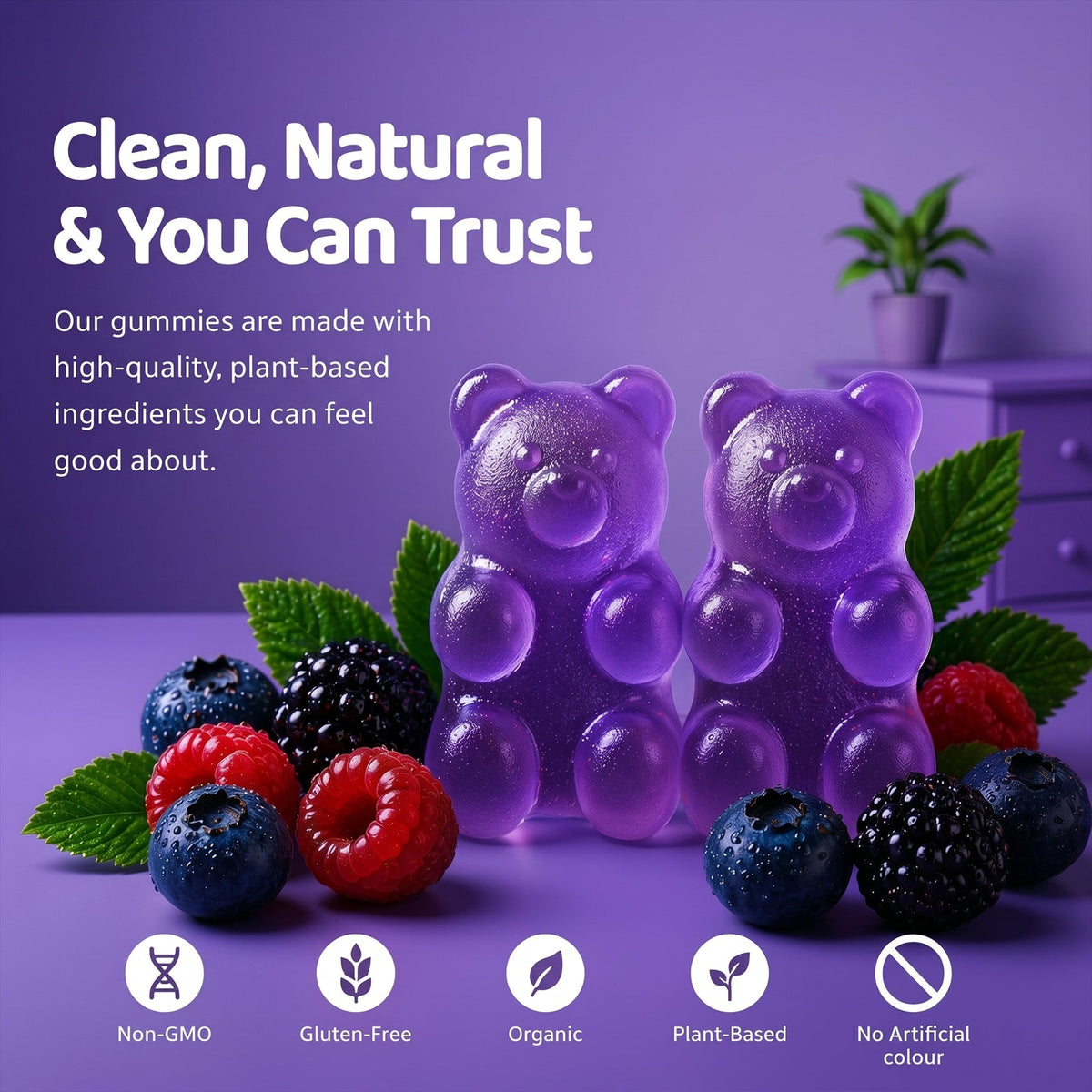 Purna Melatonin Gummies – Wild Berry Flavor | Better Sleep & Relaxation | 30 Vegan Gummies