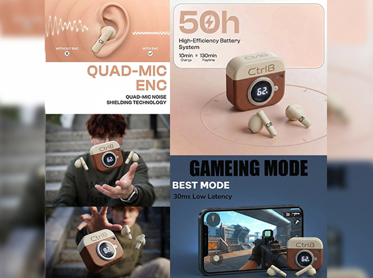 Ctrl8_Q86_Retro Camera Design Portable TWS Wireless Earbuds